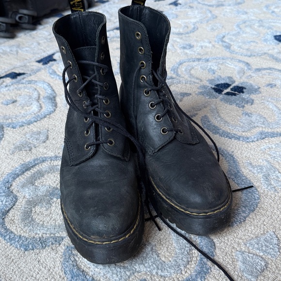 Dr. Marten Black Leather Shriver Hi. Combat Women’s Lace Up Boot - Picture 6 of 7